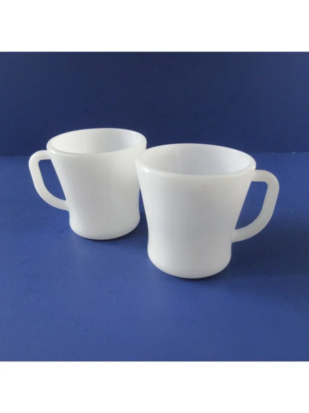 Vintage Federal Glass Company White Milk Glass Mugs D Handle Lot of 2 USA